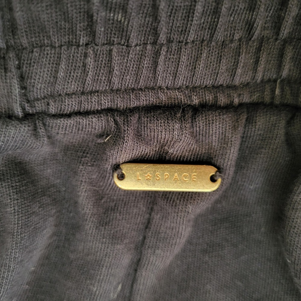 L*Space Black Wide Leg Blue Stripe Joggers Lounge Yoga Baggy Workout Pants M - Picture 5 of 9